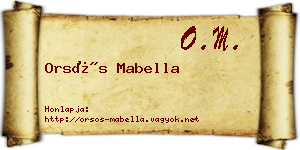 Orsós Mabella névjegykártya
